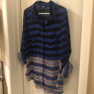 Sheer blue striped blouse